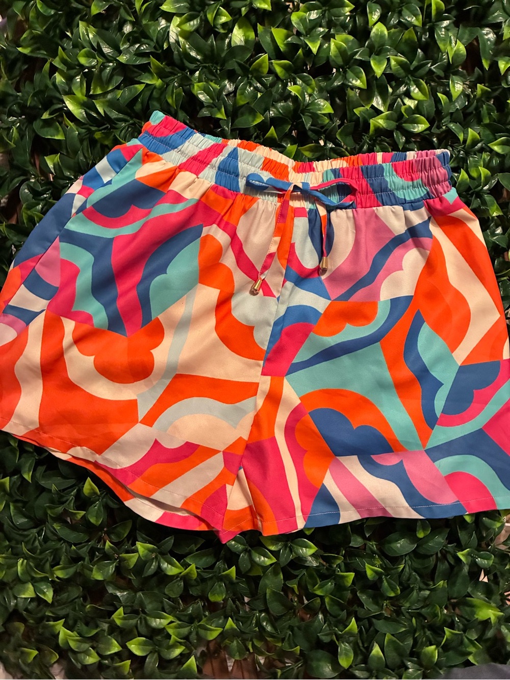 SSYS The Label Tulum Dreaming Abstract Geometric Wave Lined Shorts Resort M READ